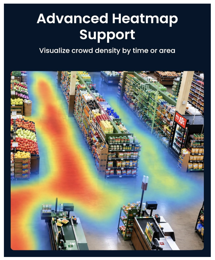 Reolink RP-N64 NVR advanced heatmap support showing crowd density by time or area