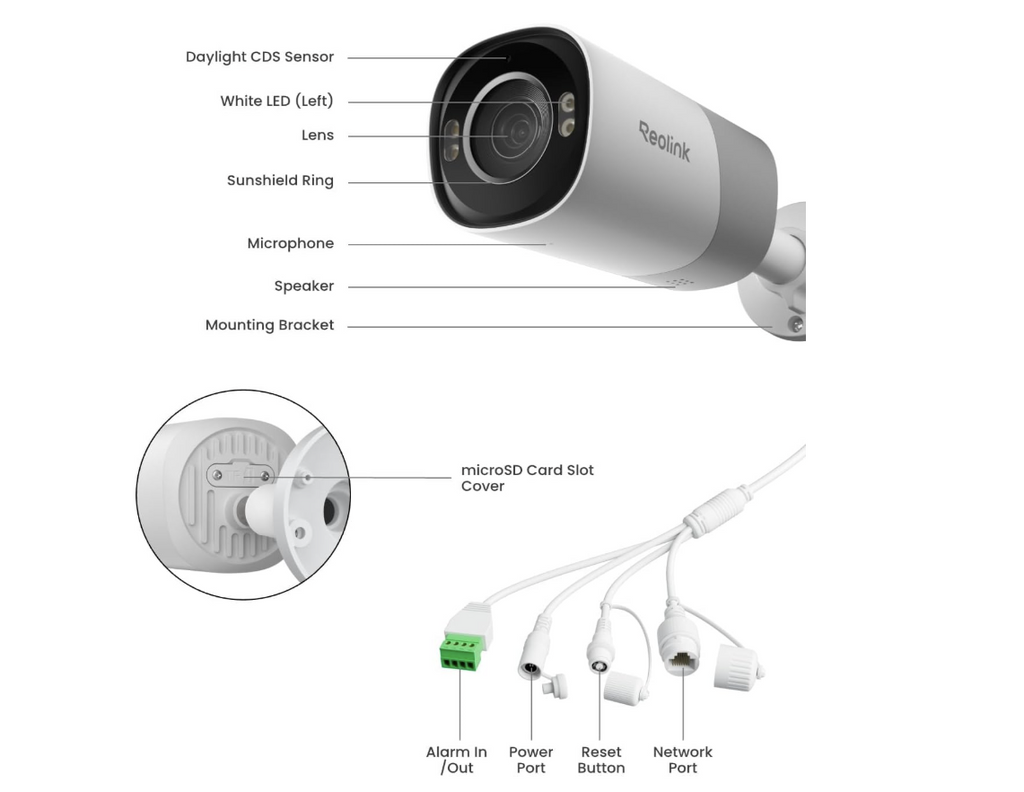 Reolink RP-PCB8MX 4K 8MP PoE Bullet Security Camera with ColorX Night Vision, Spotlight and Two-Way Audio