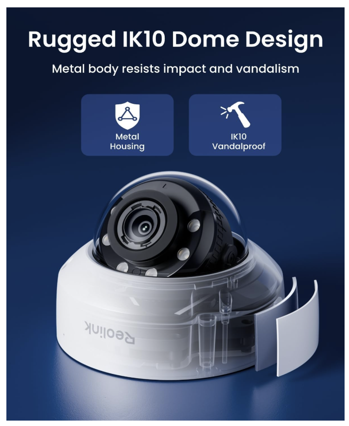 Reolink RP-PCV8MZ 4K 8MP PoE Vandal-Proof Dome Security Camera with 5X Optical Zoom, Color Night Vision and Two-Way Audio