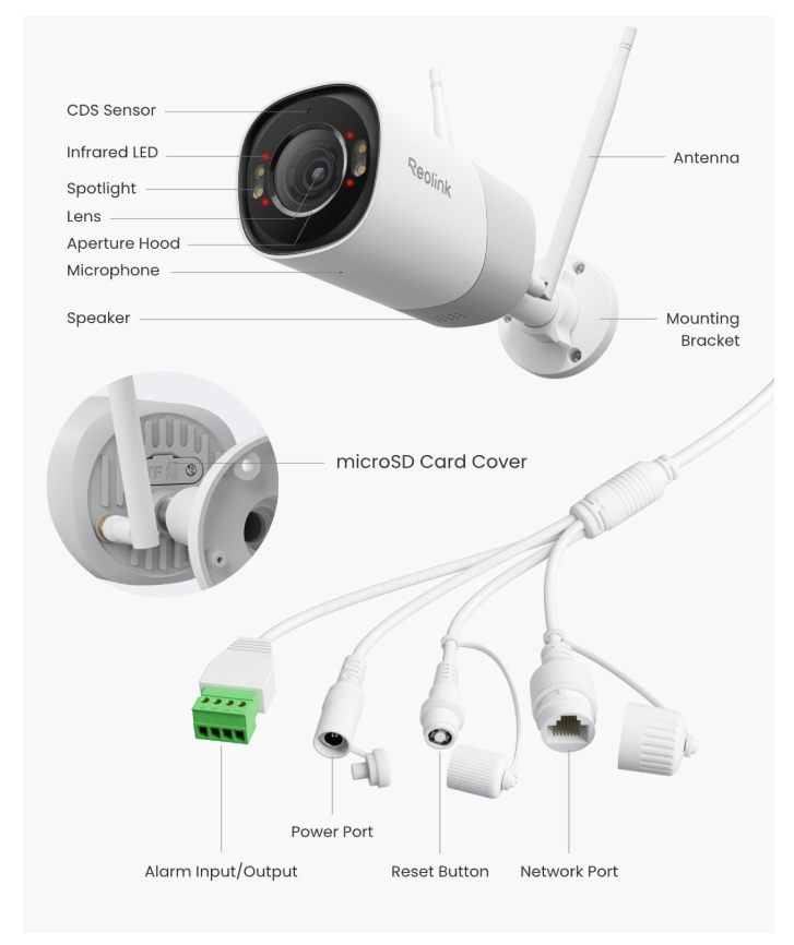 Reolink RP-WCB8MZ 4K 8MP Wi-Fi 6 Bullet Security Camera with 5X Optical Zoom, Color Night Vision and Two-Way Audio